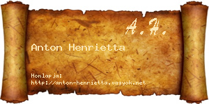 Anton Henrietta névjegykártya